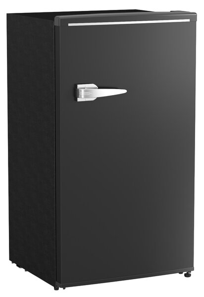 HOMCOM Under Counter Fridge, 85L Small Retro Refrigerator with Chiller Box, Adjustable Thermostat, Glass Shelves, Black