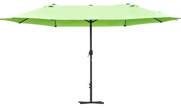 Outsunny Waterproof Double-Sided Parasol: 4.6m Weather-Resistant Canopy with Cross Base, Green Aosom UK