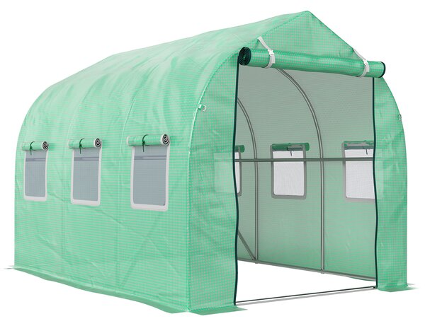 Outsunny Walk in Polytunnel Greenhouse with Windows and Door for Garden, Backyard (3 x 2M) Aosom UK