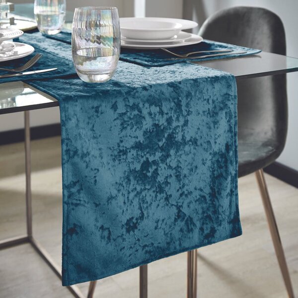 Catherine Lansfield Crushed Velvet Table Cloth Teal