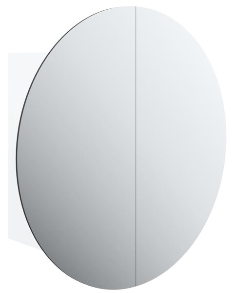 Bathroom Cabinet with Round Mirror&LED White 40x40x17.5 cm