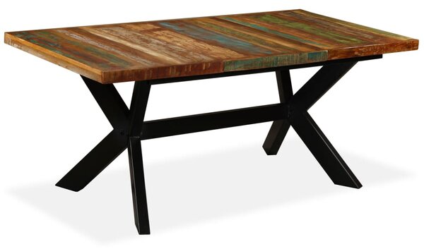 Dining Table Solid Reclaimed Wood and Steel Cross 180 cm