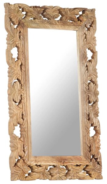 Hand Carved Mirror Brown 80x50 cm Solid Mango Wood