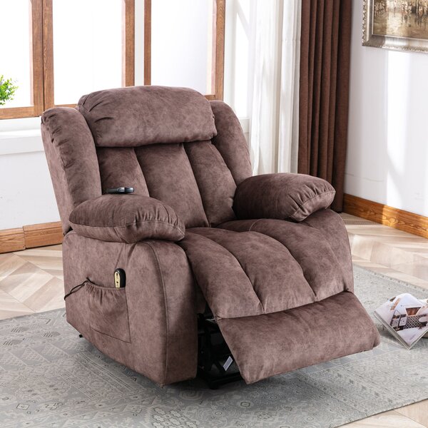Power Lift Recliner Massage Chair with Heat and Vibration, Heavy Duty Safety Motion for Elderly, Easy Assembly, 96x95x100 cm, Brown Aosom UK