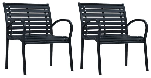 Garden Chairs 2 pcs Black Steel and WPC