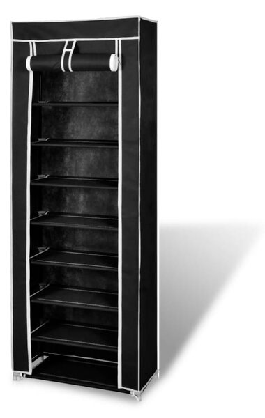 Fabric Shoe Cabinet with Cover 162 x 57 x 29 cm Black