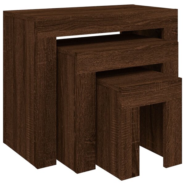 Nesting Coffee Tables 3 pcs Brown Oak Engineered Wood