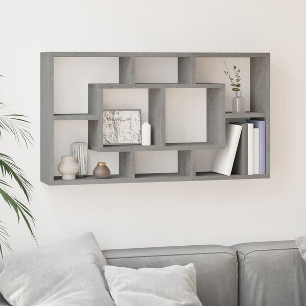 Wall Display Shelf 8 Compartments Concrete Grey