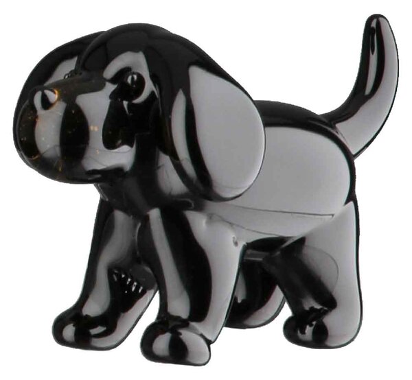 Ocala Glass Small Dog Sculpture In Black And Brown