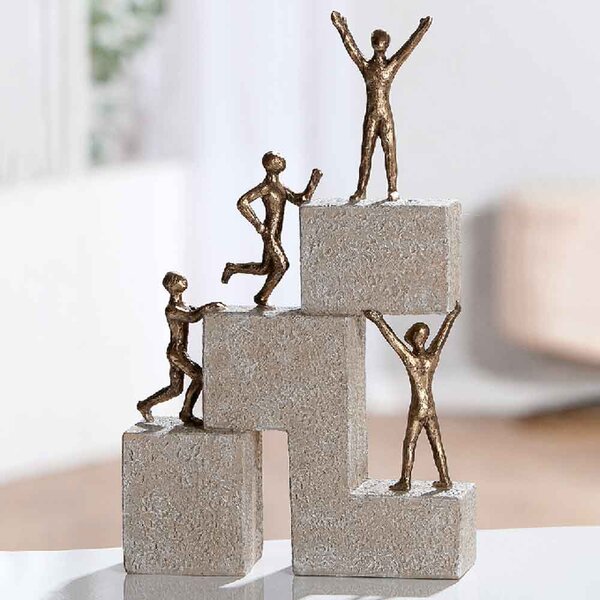 Carnation Synthetic Resin 4 Person Success Climb Sculpture In Cream