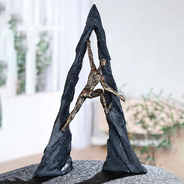 Carnation Poly Climber Person Sculpture In Bronze And Grey