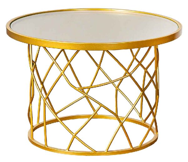 Carnation Large Round Metal Side Table In Gold
