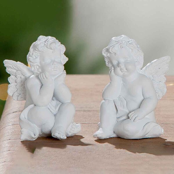Ocala Small Synthetic Resin Set Of 2 Angel Sculpture In White