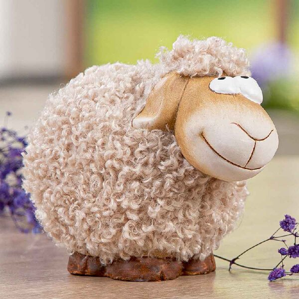 Carnation Ceramics Sheep Sculpture In Beige