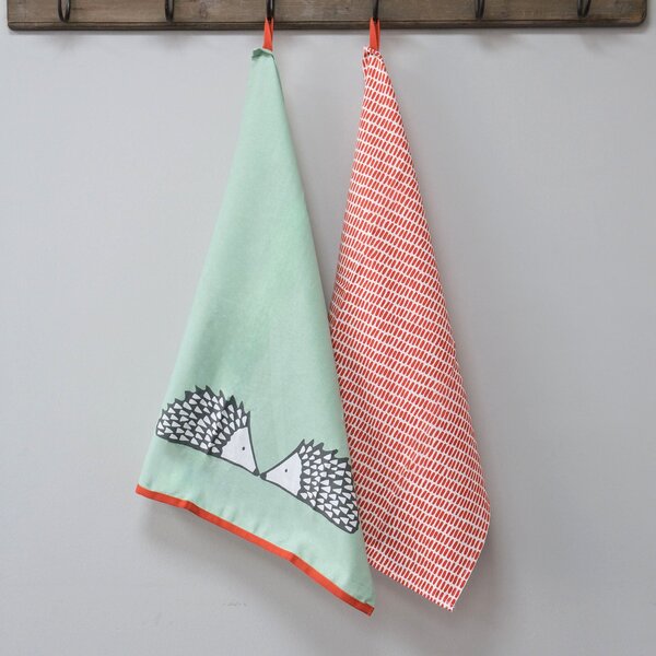 Scion Dexam Spike Hedgehog Set of 2 Tea Towels Green