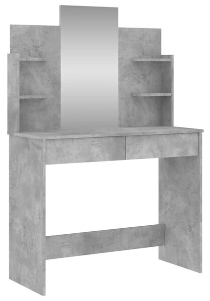 Ypsilanti Wooden Dressing Table With Mirror - Concrete Grey