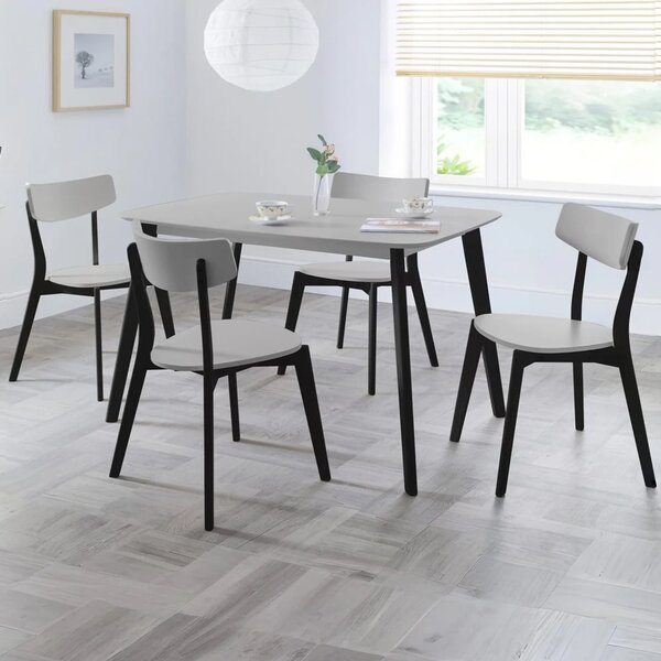 Calah Wooden Rectagular Dining Table With 4 Chairs - Grey And Black