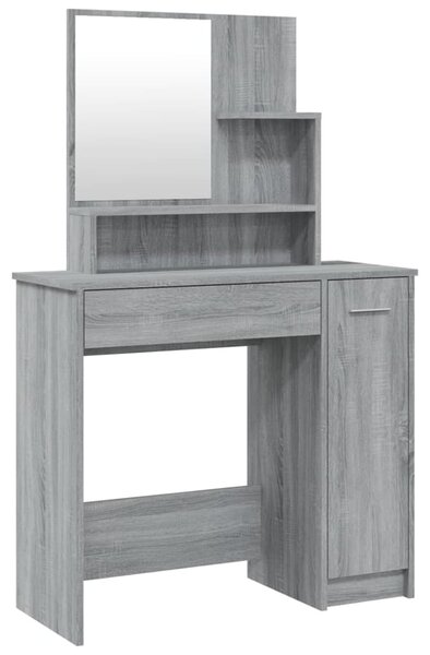 Ypsilanti Wooden Dressing Table With Mirror - Grey Sonoma