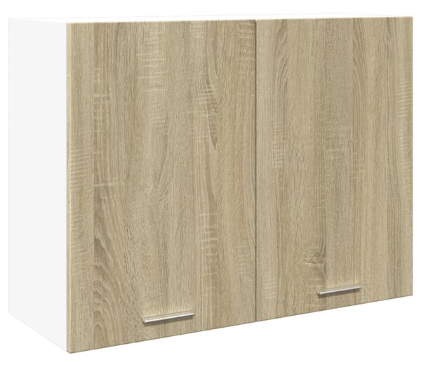 Baina 80cm Wooden Wall Hung Storage Cabinet With 2 Doors - Sonoma Oak/White