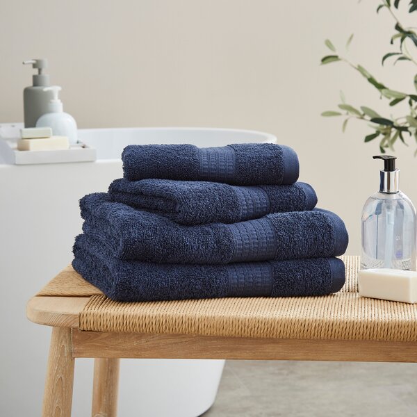 Set of 4 Geo Squares Towel Bale Navy (Blue)