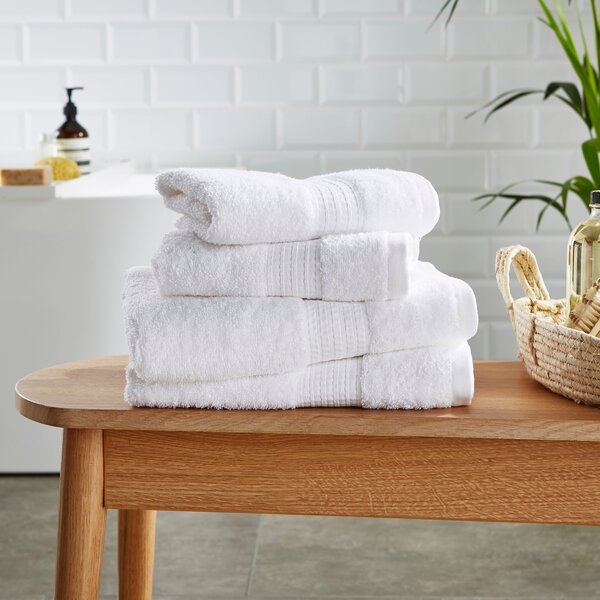 Set of 4 Geo Squares Towel Bale White