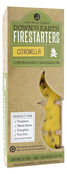 Northern Lights Citronella Set of 10 Firestarters Yellow