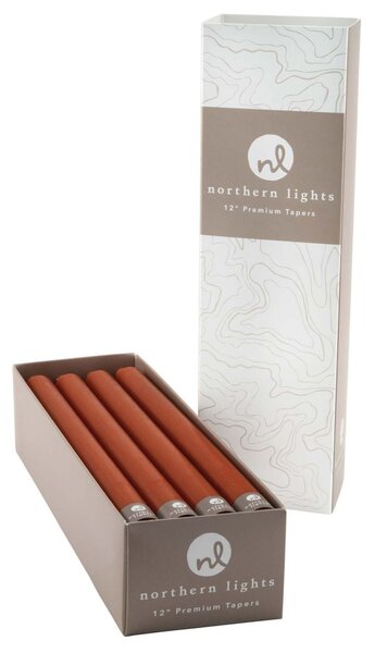 Northern Lights Set of 12 Taper Candles Terracotta