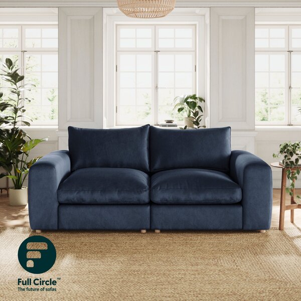 Full Circle Austin Navy Cosy Velvet 4 Seater Sofa Navy