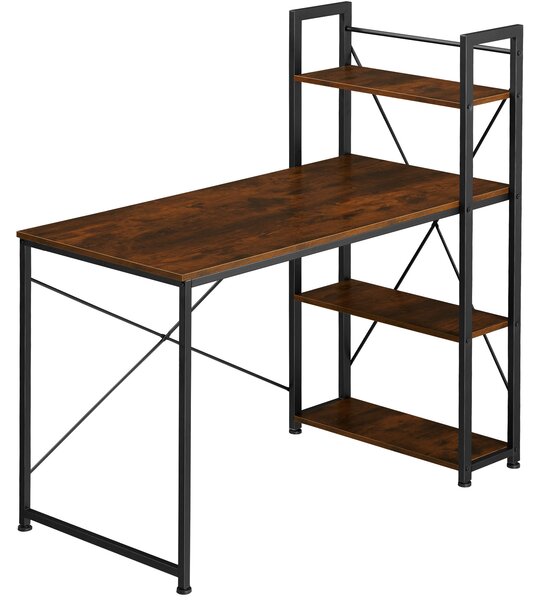 Tectake 404425 office desk hershey w/ integrated side shelf (122x61x120cm) - industrial dark