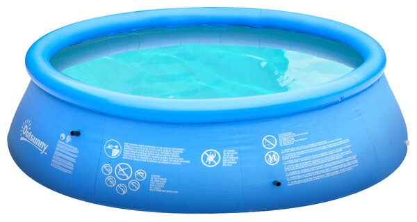 Outsunny Inflatable Swimming Pool Family-Sized Blow Up Pool Round Paddling Pool with Hand Pump for Kids, Adults, Outdoor, Garden and Backyard, 274cm x 76cm, Blue