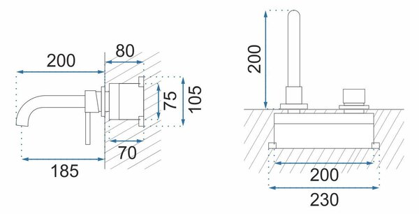 Wall Mounted faucet Rea Lungo Long Copper Brush + BOX