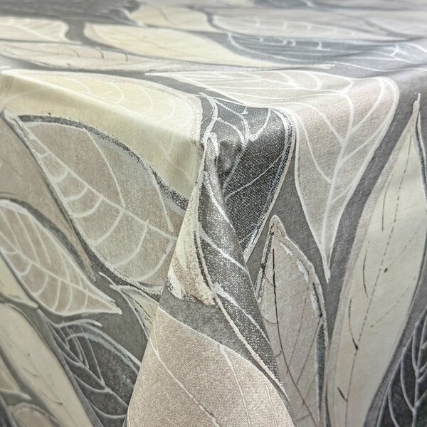 Embossed Leaf PVC Fabric Grey