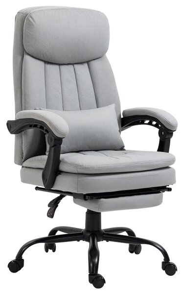 Vinsetto Massage and Heat Office Chair, Microfibre Reclining Computer Chair with Footrest, Lumbar Support, Armrest, Grey