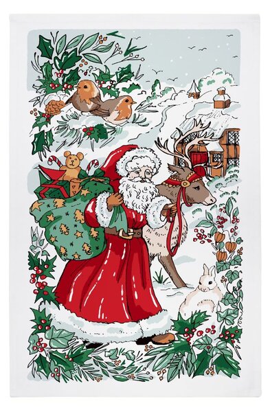 Ulster Weavers Santa Scene Tea Towel Multicolour