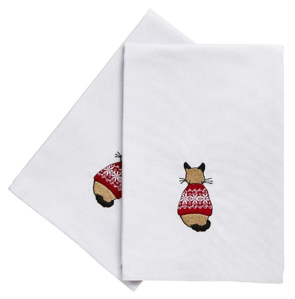 Ulster Weavers Christmas Cats in Waiting Napkin Red
