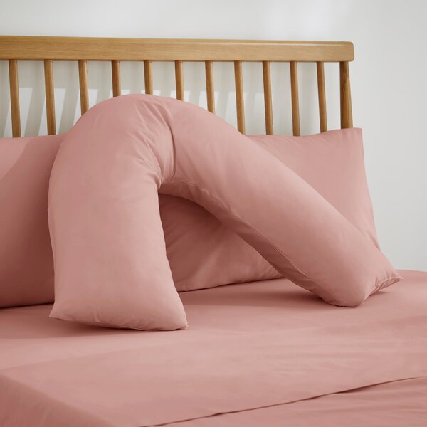 Pure Cotton Plain Dye V-Shaped Pillowcase Dusty Pink