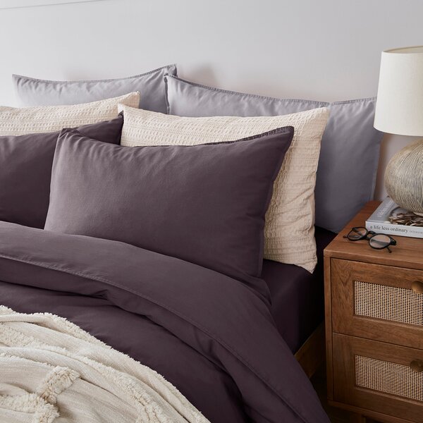Soft Washed Recycled Cotton Standard Pillowcase Pair Thistle
