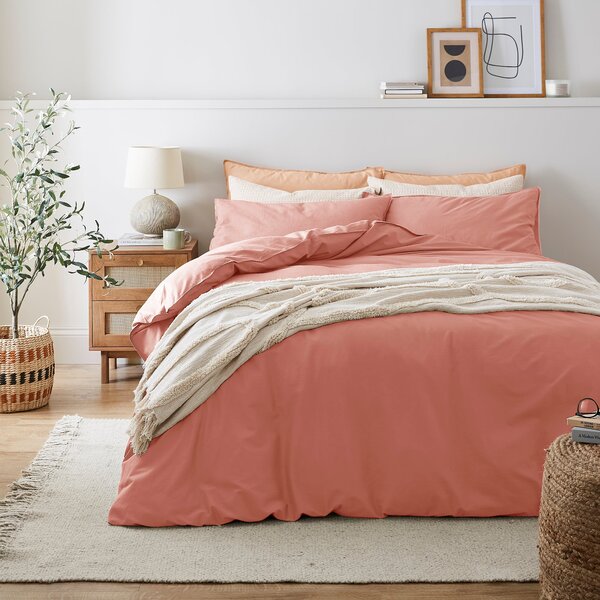 Soft Washed Recycled Cotton Duvet Cover and Pillowcase Set Baby Pink