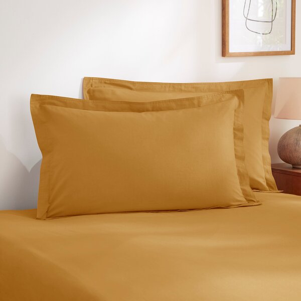 Soft Washed Recycled Cotton Oxford Pillowcase Amber Gold