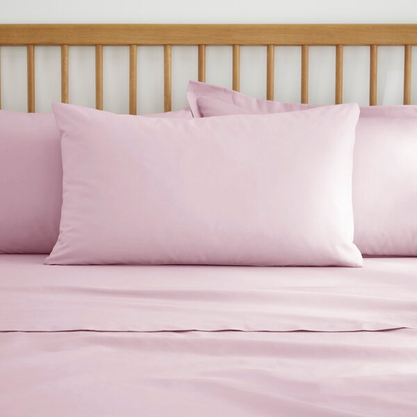 Pure Cotton Plain Dye Standard Pillowcase Pair Baby Pink