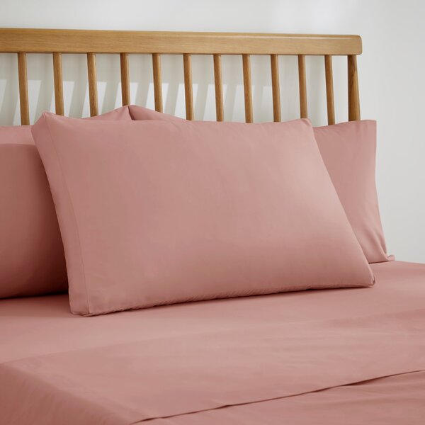 Pure Cotton Plain Dye Box Pillowcase Dusty Pink