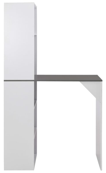 Bar Table with Cabinet White 115x59x200 cm