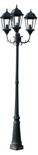 Garden Light Post 3-arms 230 cm Dark Green/Black Aluminium