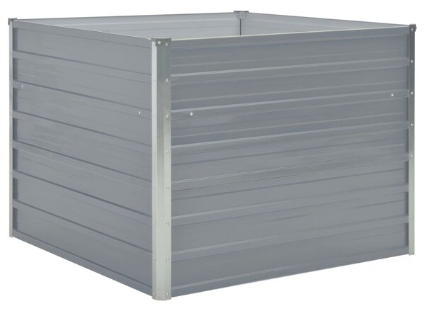 Raised Garden Bed 100x100x77 cm Galvanised Steel Grey