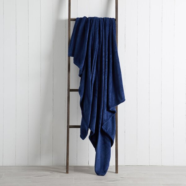 Soft Fleece Recycled Throw, 130x170cm Navy (Blue)