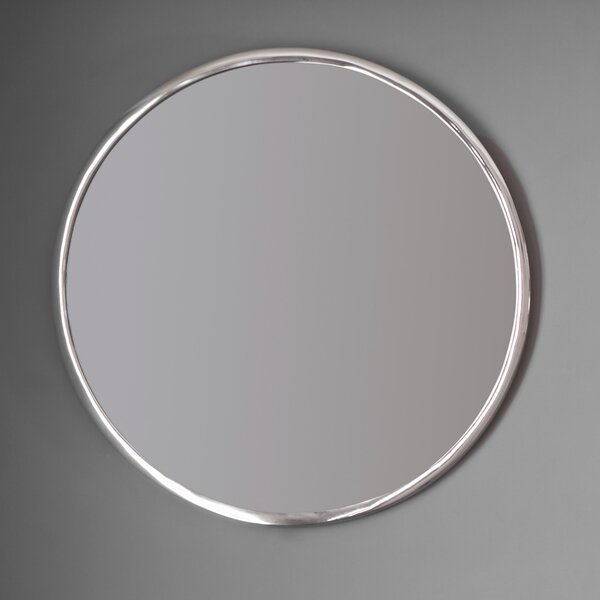 Silver Metal Round Wall Mirror 61cm Silver