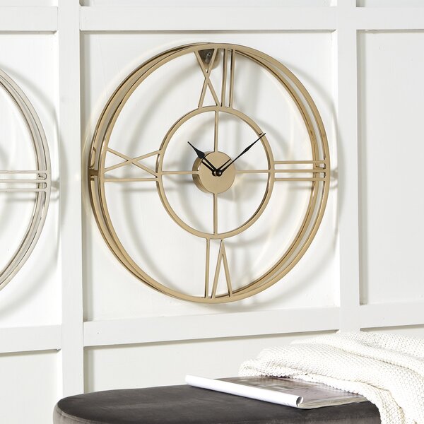 Metal Double Framed Wall Clock 50cm Gold