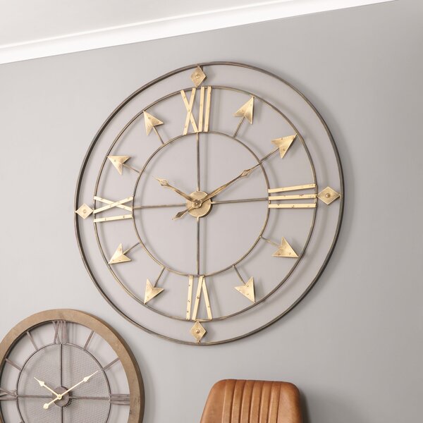 Antique Grey & Gold Large Wall Clock 120cm Grey
