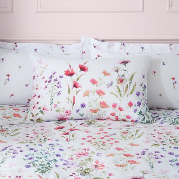 Watercoloured Floral Pink Oxford Pillowcase pink