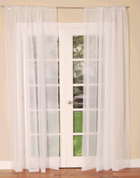 Slot Top Voile Single Curtain Panel White